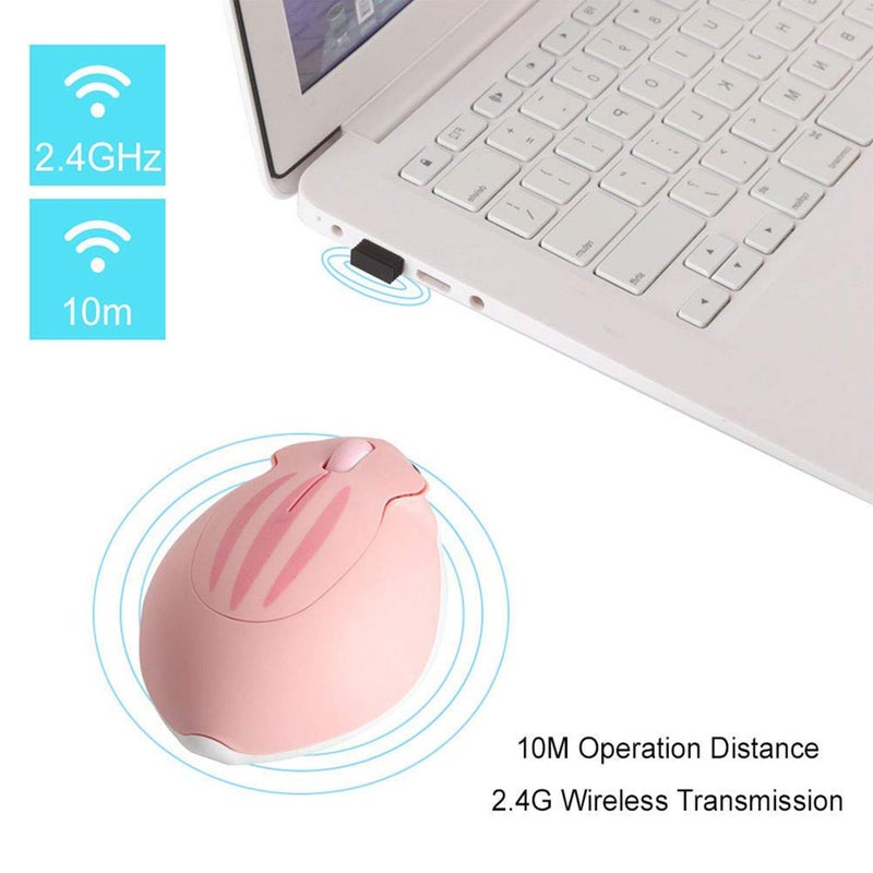 CHUYI Cute Animal Hamster Shape Wireless Silent Mouse Cartoon Mini Portable Travel Mute 1200DPI Novelty Optical Unique Small Cordless Quiet Mice for Computer Laptop PC for Kids Gift (1 Pack-Pink) - Image 5